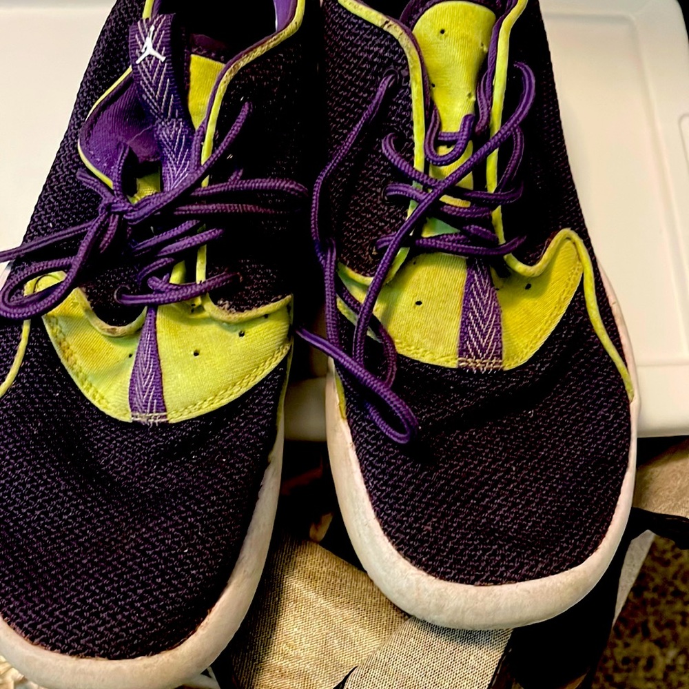 Jordan Sneakers Purple and Line Green- Sz Youth 6.5